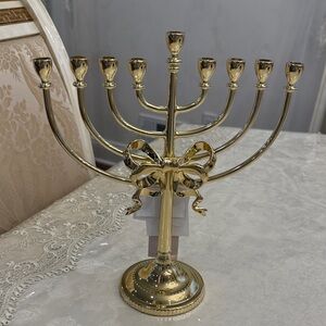 Elegant Gold Menorah Candle Holder